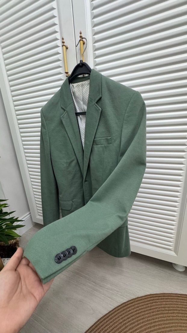 Düğmeli Yeşil Erkek Ceket - Görsel 4