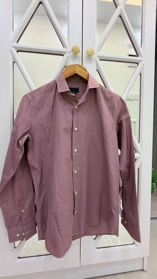 Bordo Erkek Keten Regular Fit Gömlek - Görsel 2