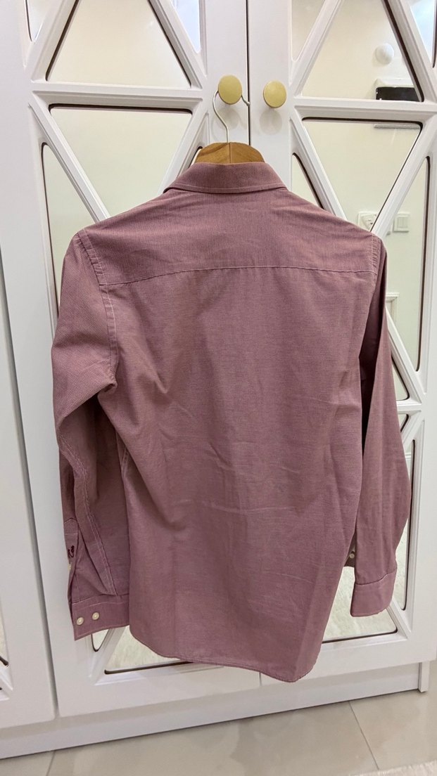 Bordo Erkek Keten Regular Fit Gömlek - Görsel 5