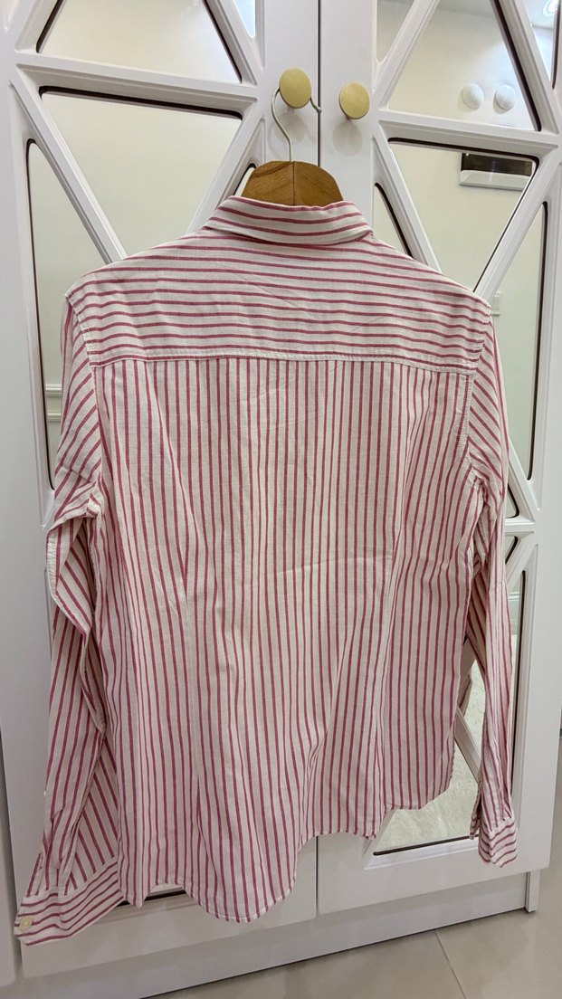 Bordo Çizgili Pamuklu Erkek Gömlek - Görsel 5