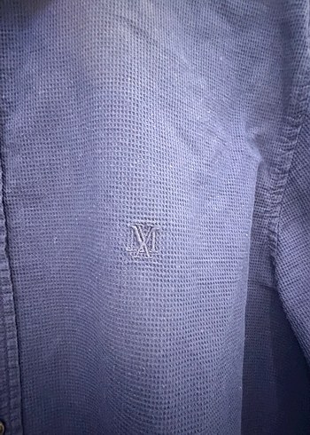 Erkek Koyu Mavi Keten Uzun Kollu Gömlek - Görsel 2