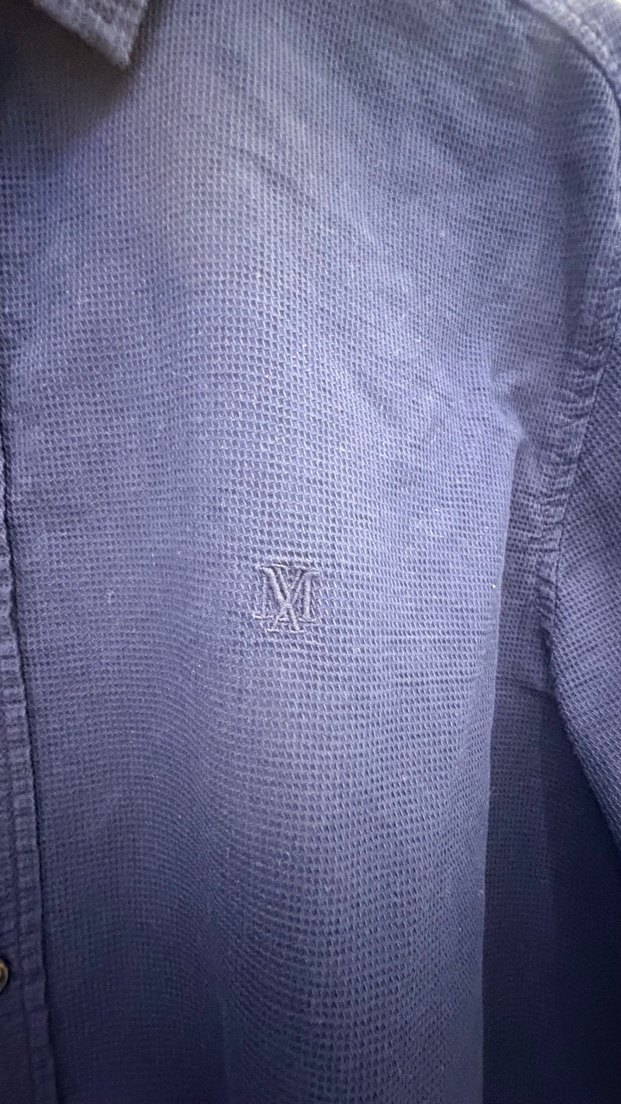 Erkek Koyu Mavi Keten Uzun Kollu Gömlek - Görsel 2