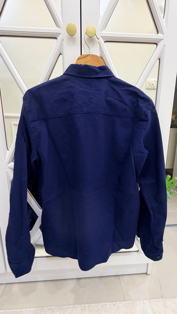 Erkek Koyu Mavi Keten Uzun Kollu Gömlek - Görsel 5