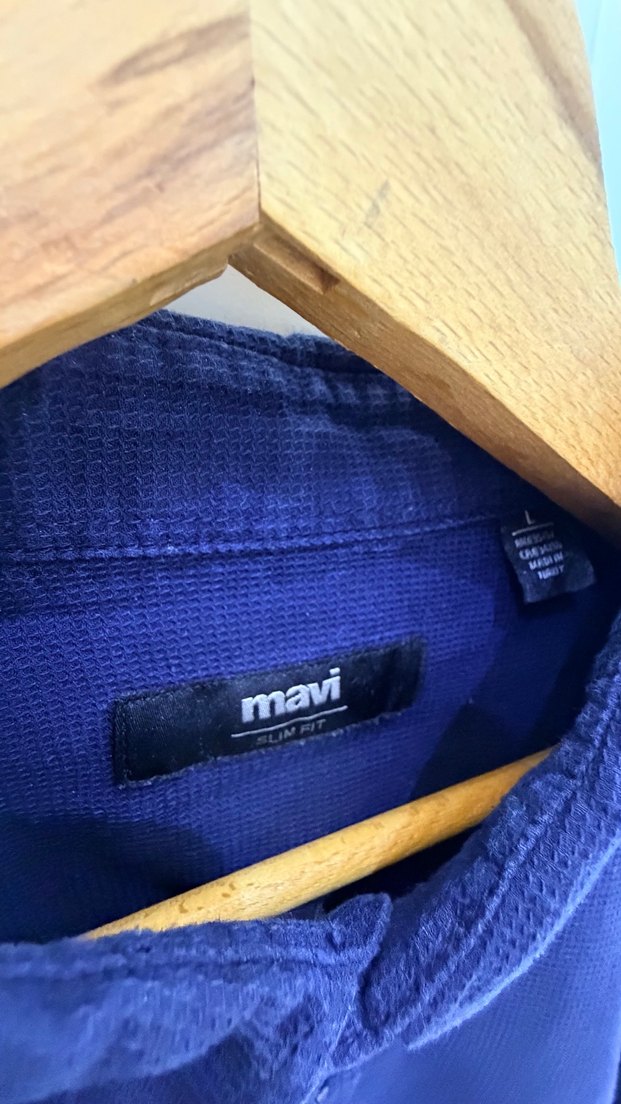 Erkek Koyu Mavi Keten Uzun Kollu Gömlek - Görsel 4