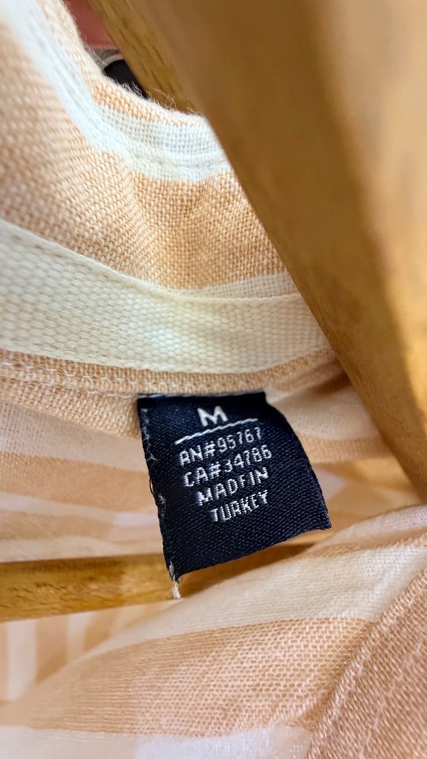 Bej Çizgili Keten Erkek Gömlek - Görsel 4