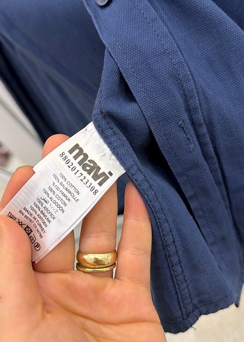 Lacivert Erkek Keten Gömlek Uzun Kollu - Görsel 5