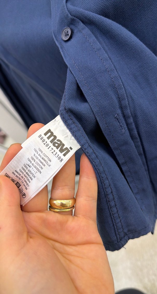 Lacivert Erkek Keten Gömlek Uzun Kollu - Görsel 5