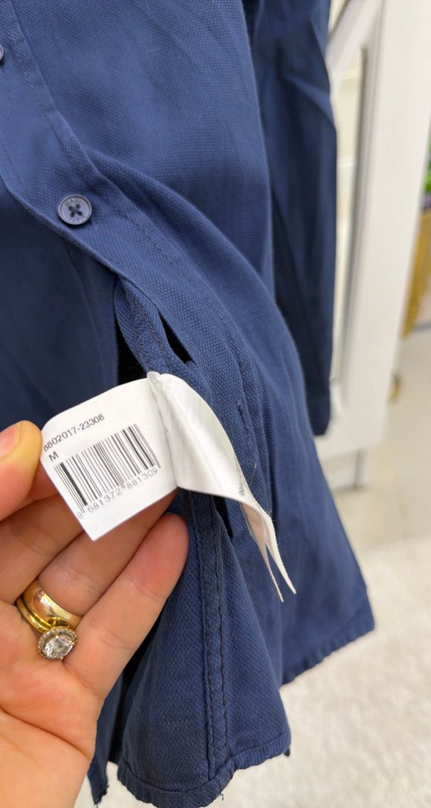 Lacivert Erkek Keten Gömlek Uzun Kollu - Görsel 4