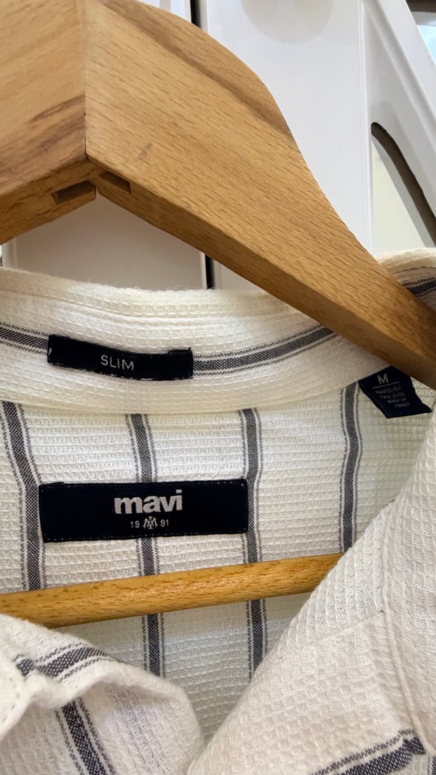 Erkek Gri Çizgili Keten Gömlek - Görsel 2