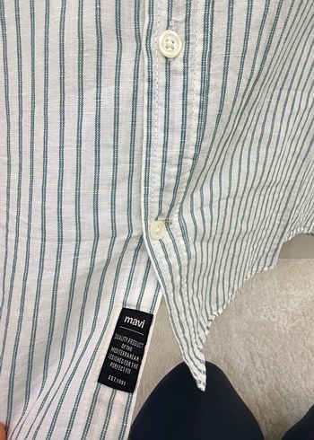 Erkek Gri Çizgili Keten Uzun Kollu Gömlek - Görsel 5