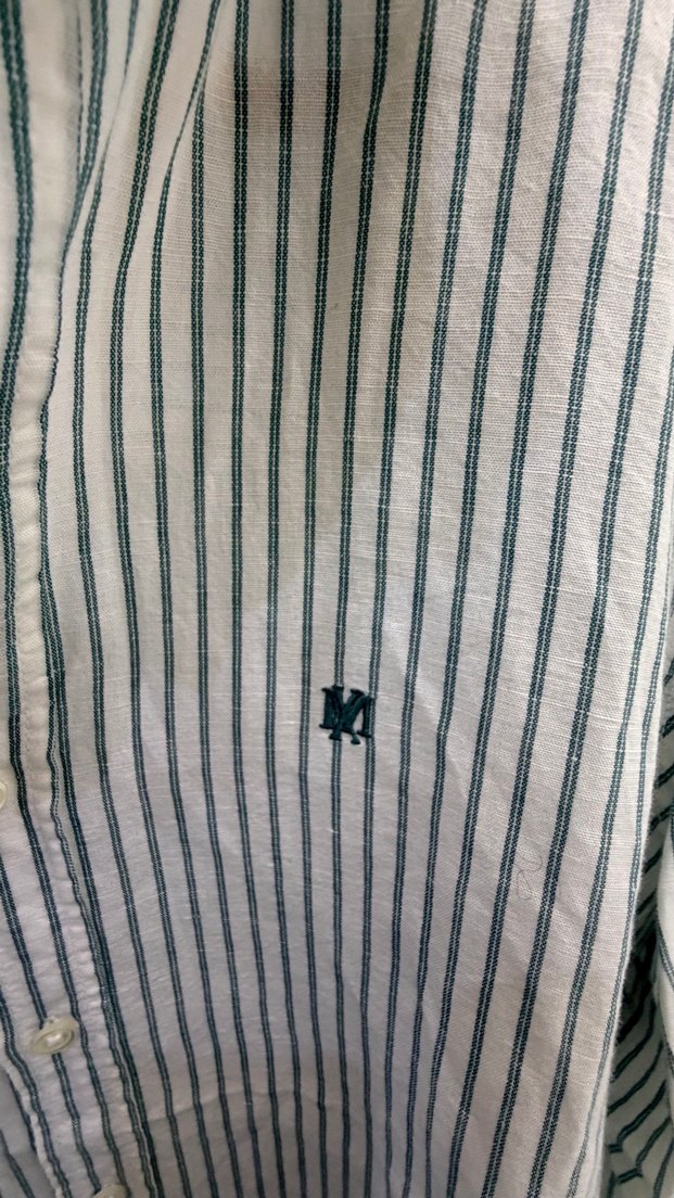 Erkek Gri Çizgili Keten Uzun Kollu Gömlek - Görsel 3