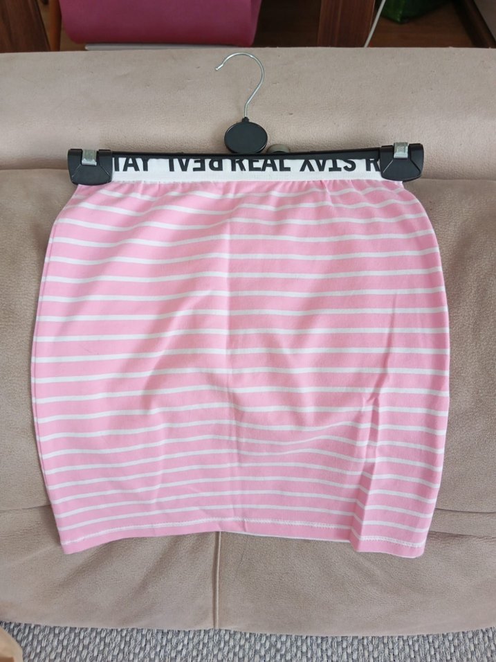 Kız çocuk pembe çizgili lastikli takım - Görsel 3