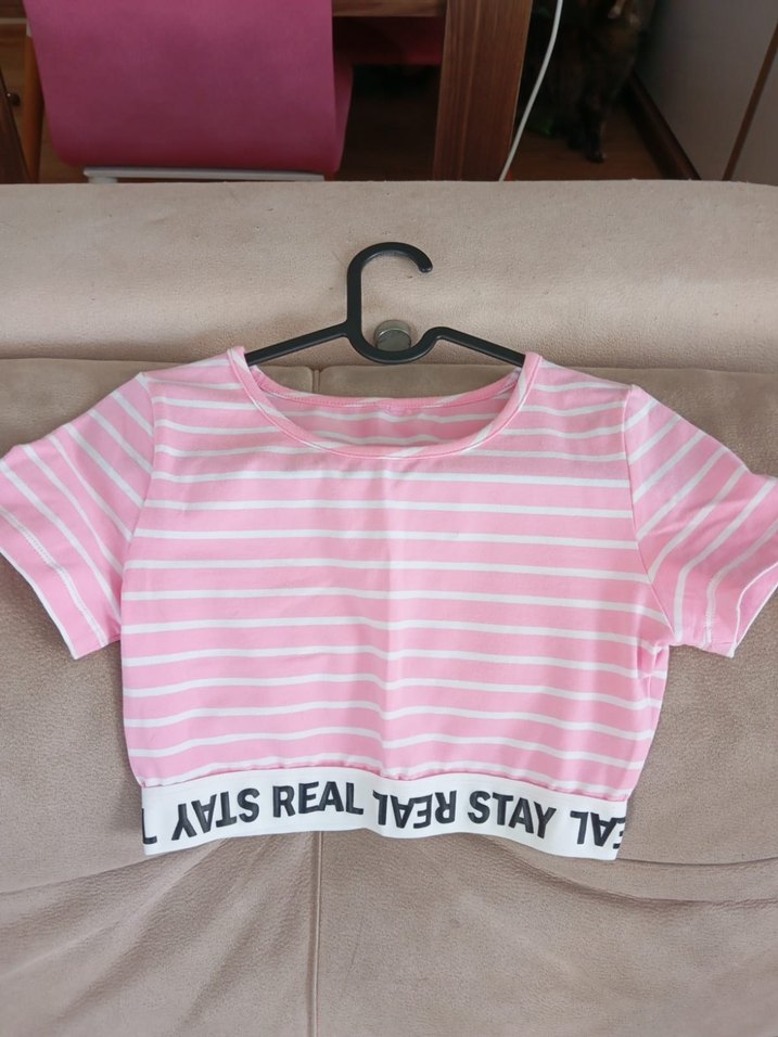 Kız çocuk pembe çizgili lastikli takım - Görsel 2