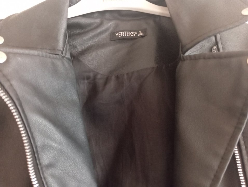 Siyah Deri Biker Ceket Kadın - Görsel 3