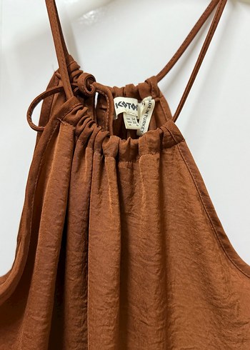 Koton marka Kahverengi Fırfırlı İp Askılı Bluz - Görsel 2