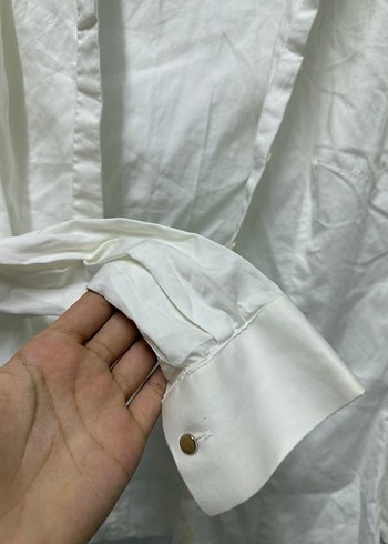 Beyaz Keten kadın Gömlek Paulmark marka - Görsel 3