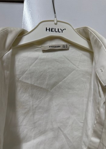 Beyaz Keten kadın Gömlek Paulmark marka - Görsel 2