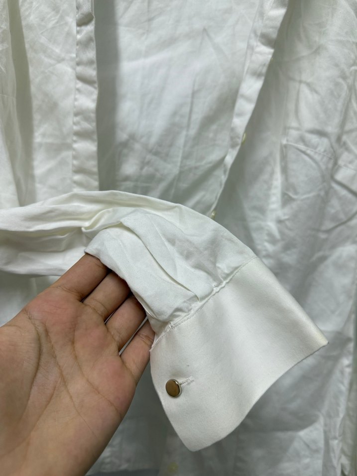Beyaz Keten kadın Gömlek Paulmark marka - Görsel 3