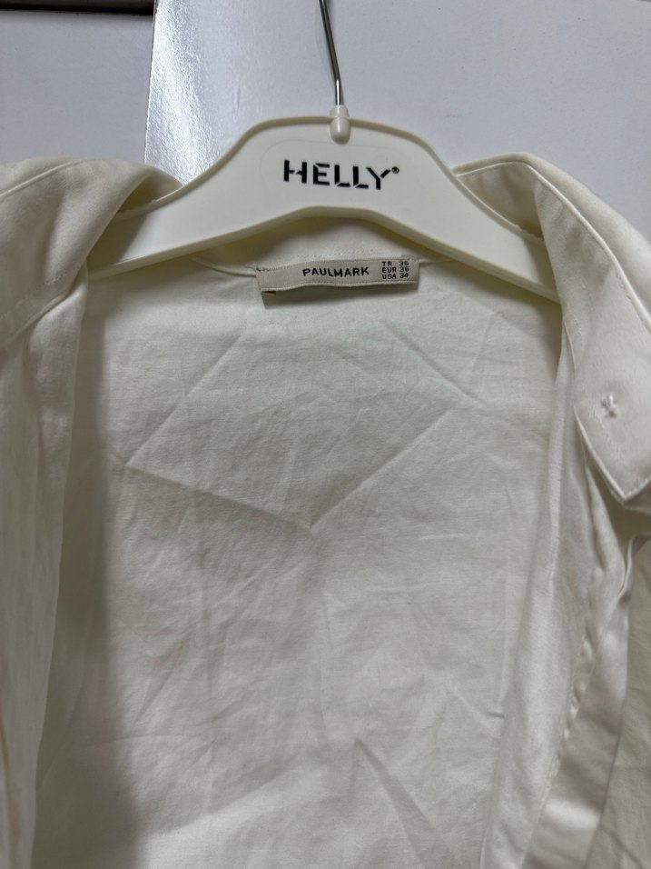 Beyaz Keten kadın Gömlek Paulmark marka - Görsel 2