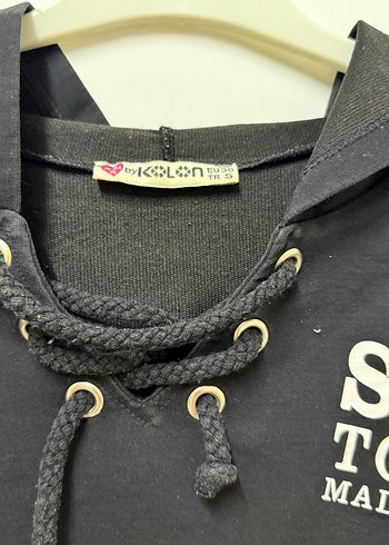 Siyah Baskılı Kemerli Kadın Sweatshirt - Görsel 2