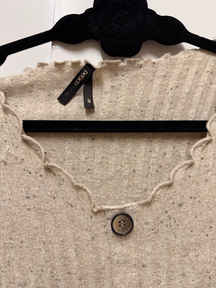 Defacto marka Düğmeli Bej Keten Kadın Hırka - Görsel 2