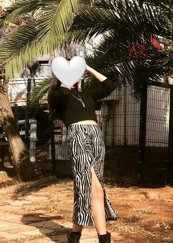 Yırtmaçlı Zebra Desen Uzun Etek - Görsel 4