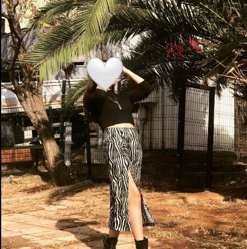 Yırtmaçlı Zebra Desen Uzun Etek - Görsel 4