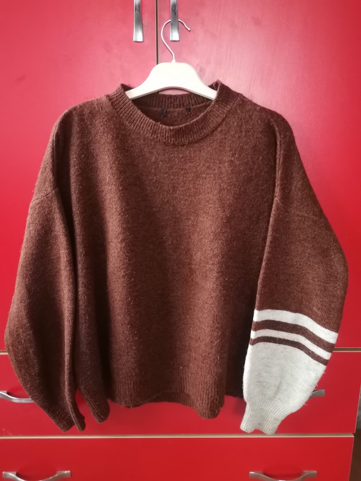 Kol Detaylı Bisiklet Yaka Kazak - Görsel 2