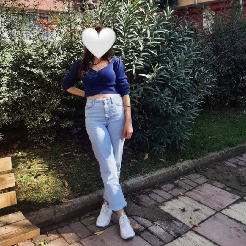 Lacivert Crop V Yaka Büzgülü Triko Kazak - Görsel 4