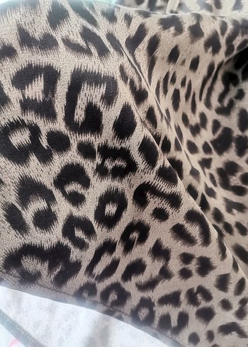 Leopar Desenli Uzun Saten Etek - Görsel 6