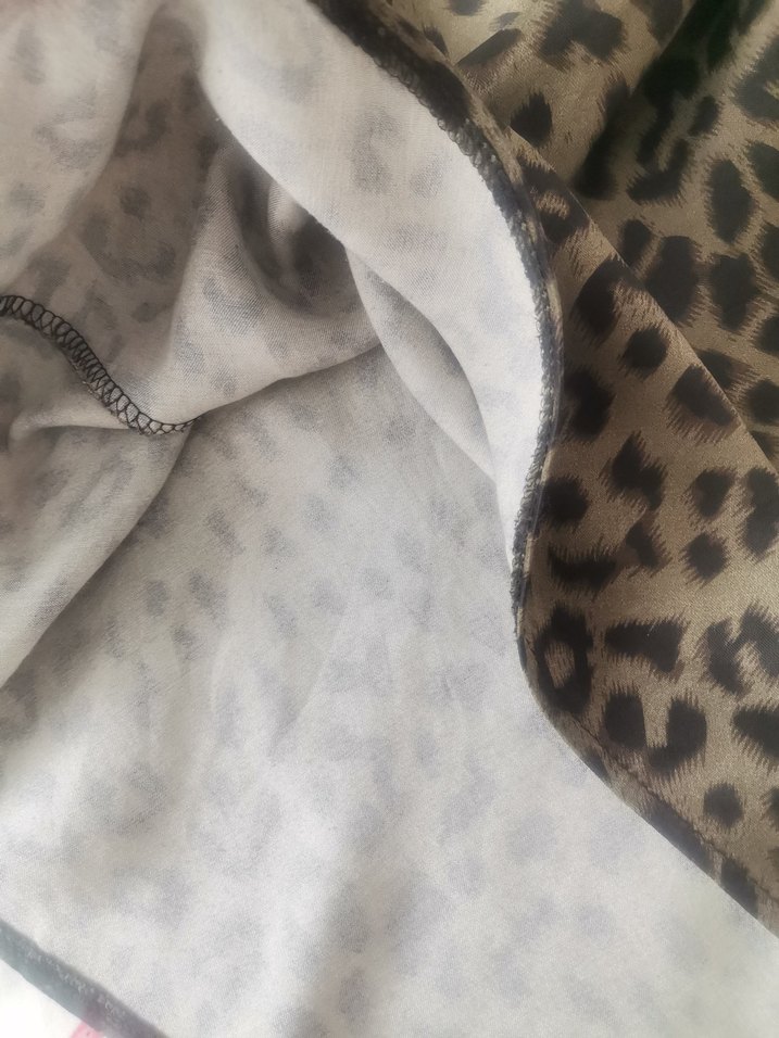 Leopar Desenli Uzun Saten Etek - Görsel 5