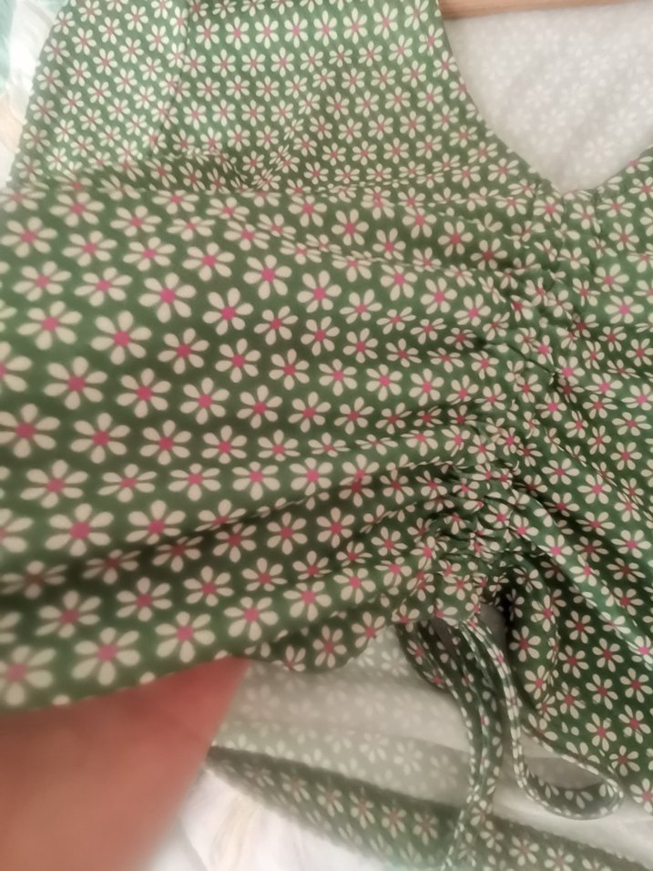 V yaka İp Detaylı Uzun Kol Crop Bluz - Görsel 4