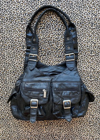 American Vintage Y2k Vintage Siyah Deri City Bag 2000s
