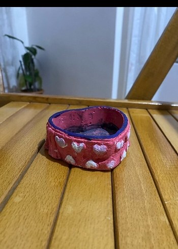 Beden Pembe Kalp Desenli dekoratif takı kutusu