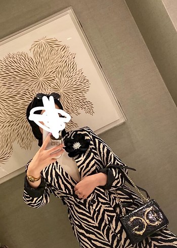 Kahverengi Zebra Desenli Kadın Midi Takım