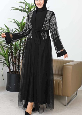 Taşlı tesettür abaya