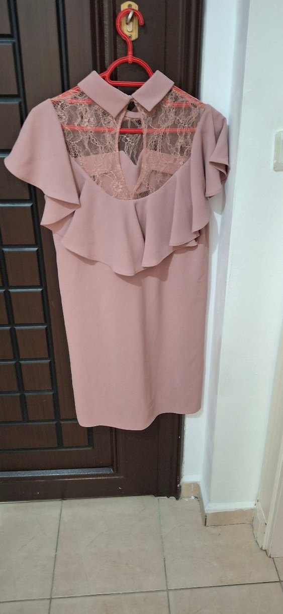 Dantel Detaylı Gülkurusu abiye - Görsel 2