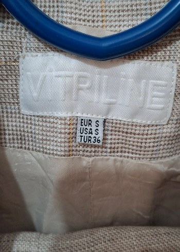 Bej Keten Mini Kadın Blazer Ceket pantolon - Görsel 2