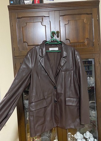 BERSHKA Kahverengi Deri Kadın blazer
