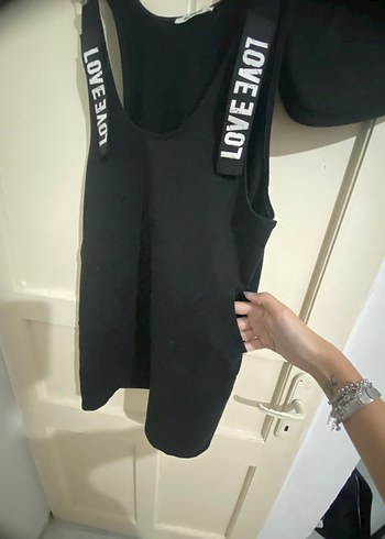 LC Waikiki Siyah Askılı Mini Streetwear Elbise
