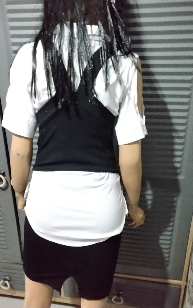 Kısa Kollu Siyah Mini Ofis Elbisesi - Görsel 2