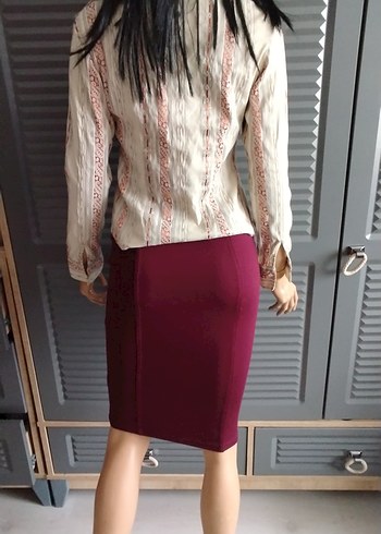 Bordo Midi Kalem Etek - Görsel 4