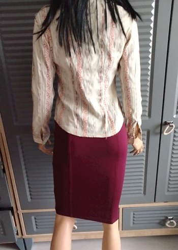 Bordo Midi Kalem Etek - Görsel 5