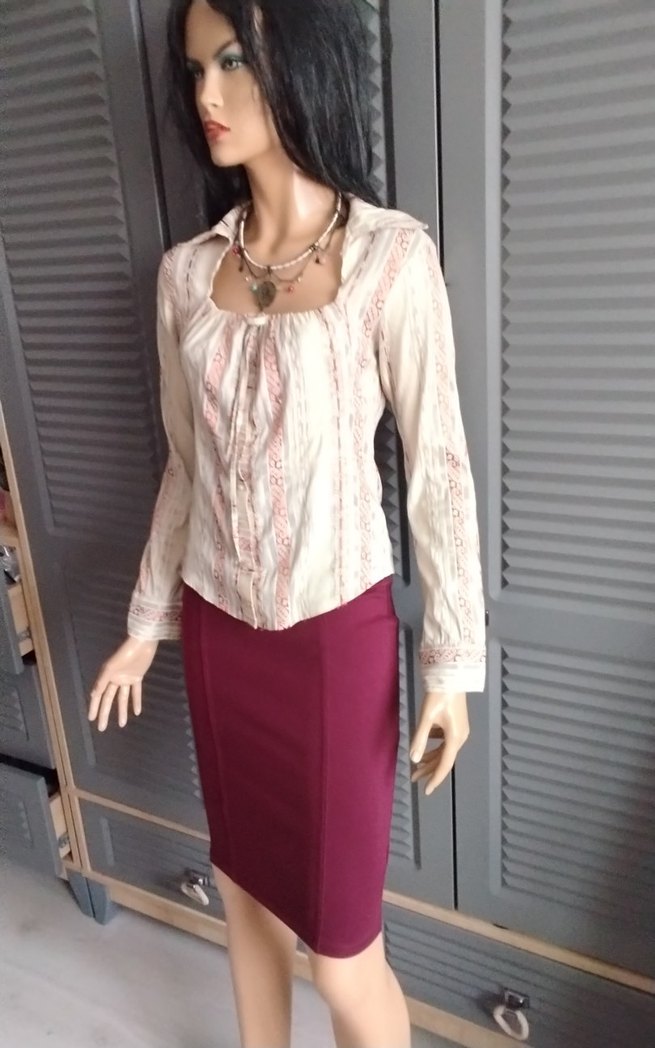 Bordo Midi Kalem Etek - Görsel 2