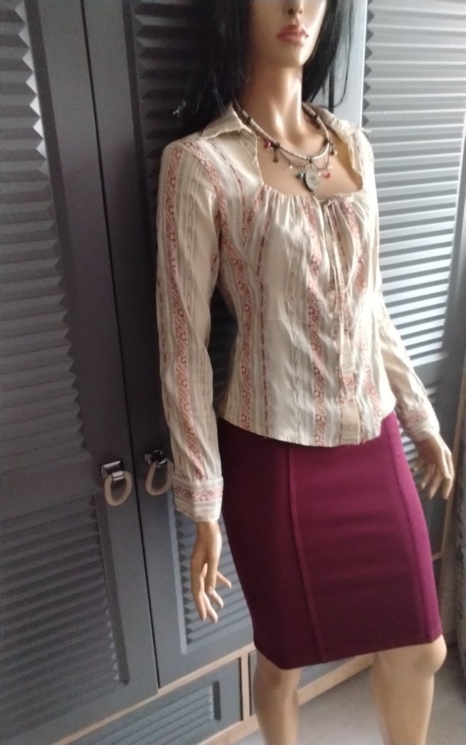 Bordo Midi Kalem Etek - Görsel 3