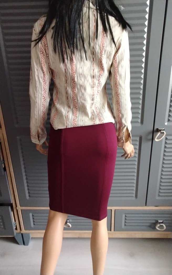 Bordo Midi Kalem Etek - Görsel 4