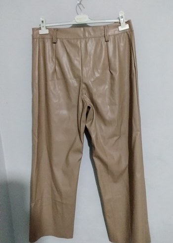 Bej Deri Kadın Pantolon Midi Boy - Görsel 2