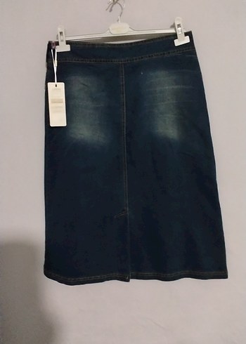 Lacivert Midi Kot Etek - Kemerli - Görsel 2