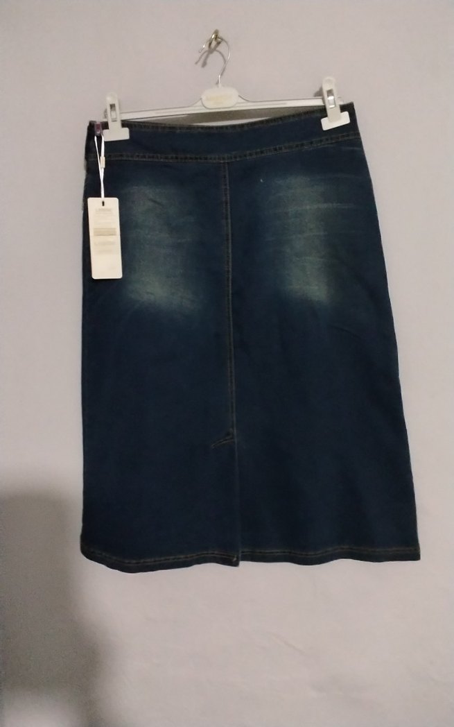 Lacivert Midi Kot Etek - Kemerli - Görsel 2