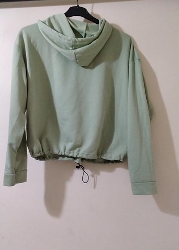 Kapüşonlu Yeşil Baskılı Kadın Sweatshirt - Görsel 2